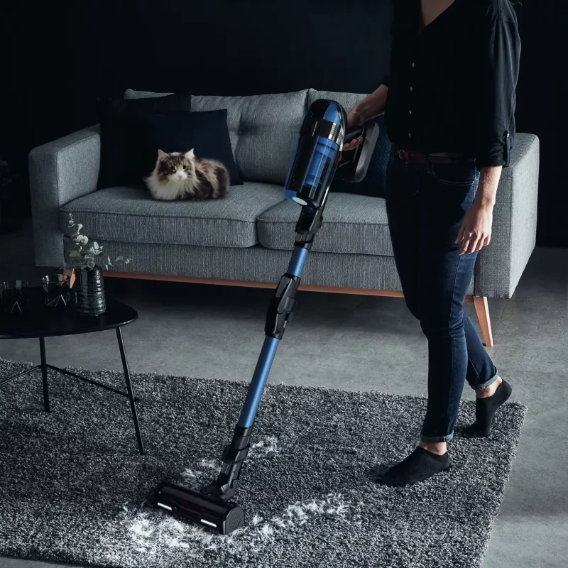 Rowenta X-Force Flex 12.60 Aqua RH98C0WO aspirador escoba sin cable 2 en 1, en seco y húmedo, sin bolsa, 320 W, 25,9 V, azul/gris