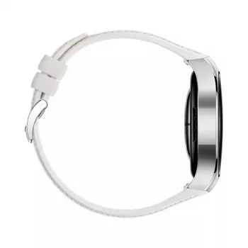 Smartwatch HUAWEI WATCH 5 — carcasa redonda de acero inoxidable de 42 mm, 1,38 pulgadas AMOLED, GPS, Bluetooth, batería de 540 mAh, carcasa beige con correa blanca