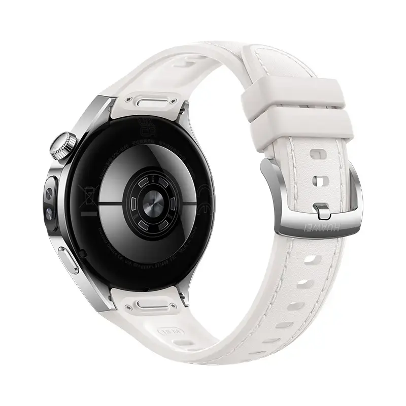 Smartwatch HUAWEI WATCH 5 — carcasa redonda de acero inoxidable de 42 mm, 1,38 pulgadas AMOLED, GPS, Bluetooth, batería de 540 mAh, carcasa beige con correa blanca