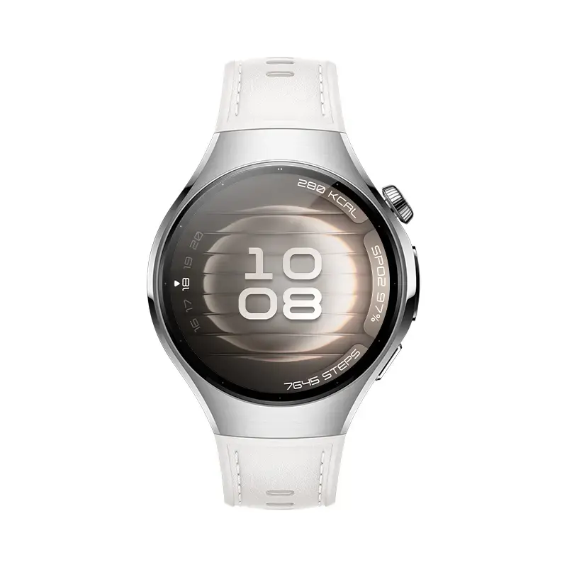 Smartwatch HUAWEI WATCH 5 — carcasa redonda de acero inoxidable de 42 mm, 1,38 pulgadas AMOLED, GPS, Bluetooth, batería de 540 mAh, carcasa beige con correa blanca