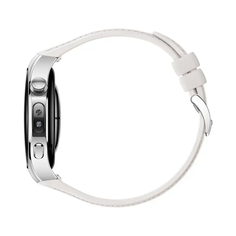 Smartwatch HUAWEI WATCH 5 — carcasa redonda de acero inoxidable de 42 mm, 1,38 pulgadas AMOLED, GPS, Bluetooth, batería de 540 mAh, carcasa beige con correa blanca