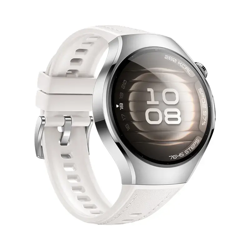 Smartwatch HUAWEI WATCH 5 — carcasa redonda de acero inoxidable de 42 mm, 1,38 pulgadas AMOLED, GPS, Bluetooth, batería de 540 mAh, carcasa beige con correa blanca