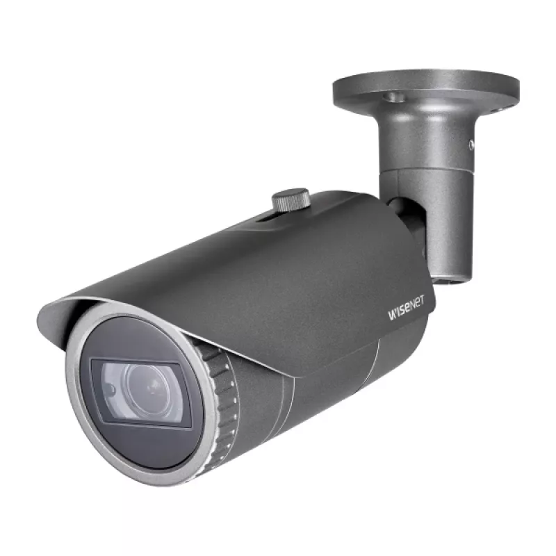 Hanwha Vision QNO-7082R WiseNet Q cámara IP tipo bullet para exteriores, 4 MP, 3,2–10 mm, zoom óptico 3,1x, día/noche, gris