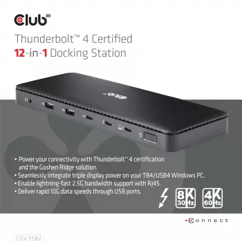 Estación de acoplamiento CLUB3D Thunderbolt™ 4 Certified 12-in-1