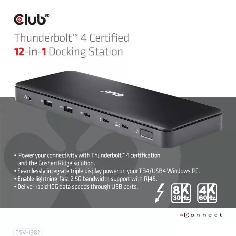 Estación de acoplamiento CLUB3D Thunderbolt™ 4 Certified 12-in-1