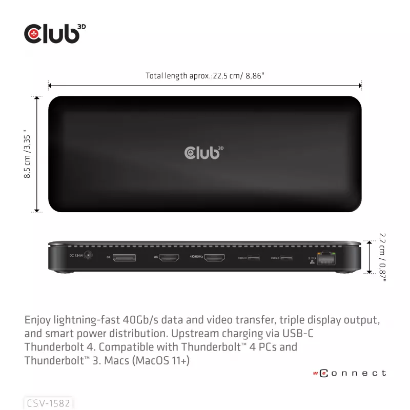 Estación de acoplamiento CLUB3D Thunderbolt™ 4 Certified 12-in-1