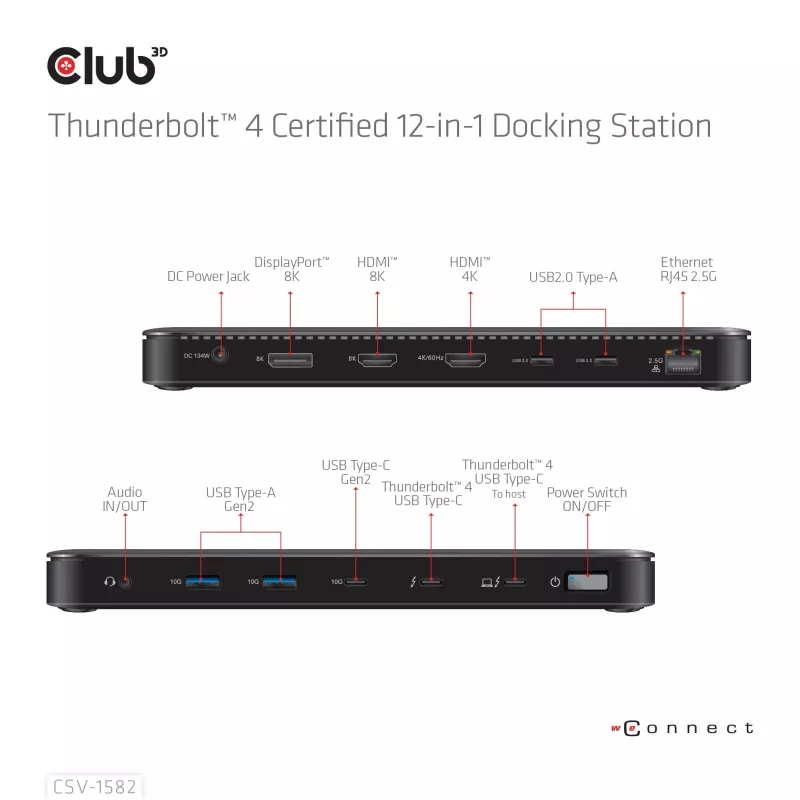 Estación de acoplamiento CLUB3D Thunderbolt™ 4 Certified 12-in-1