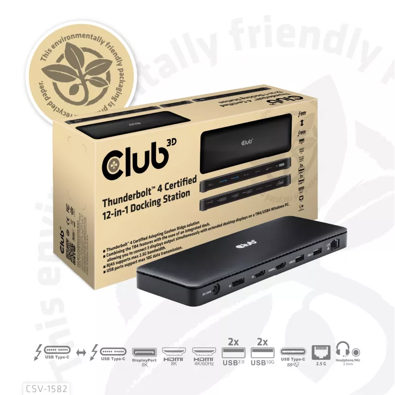 Estación de acoplamiento CLUB3D Thunderbolt™ 4 Certified 12-in-1