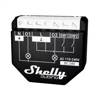 Interruptor inteligente Shelly WAVE 2PM negro (Shelly) — inalámbrico Z-Wave, 16 A, 110–240 V, 868,4 MHz