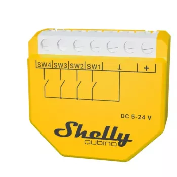 Interruptor inteligente Shelly Qubino Wave i4 DC amarillo inalámbrico 5-24V