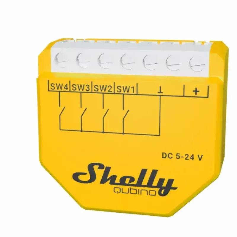 Interruptor inteligente Shelly Qubino Wave i4 DC amarillo inalámbrico 5-24V