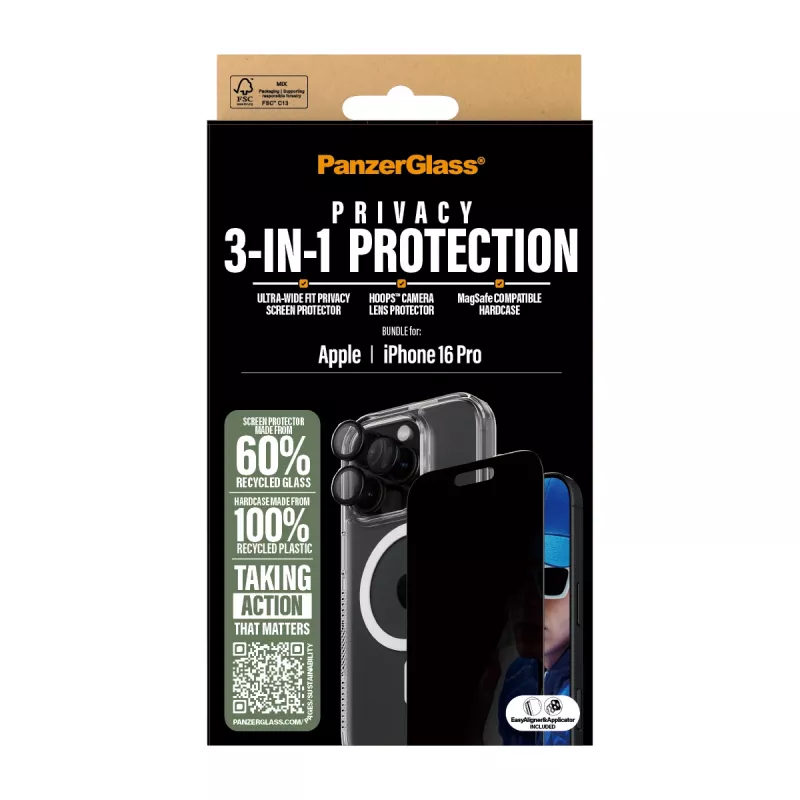 PanzerGlass 3 en 1 Privacy Protection Bundle iPhone '24 6,3