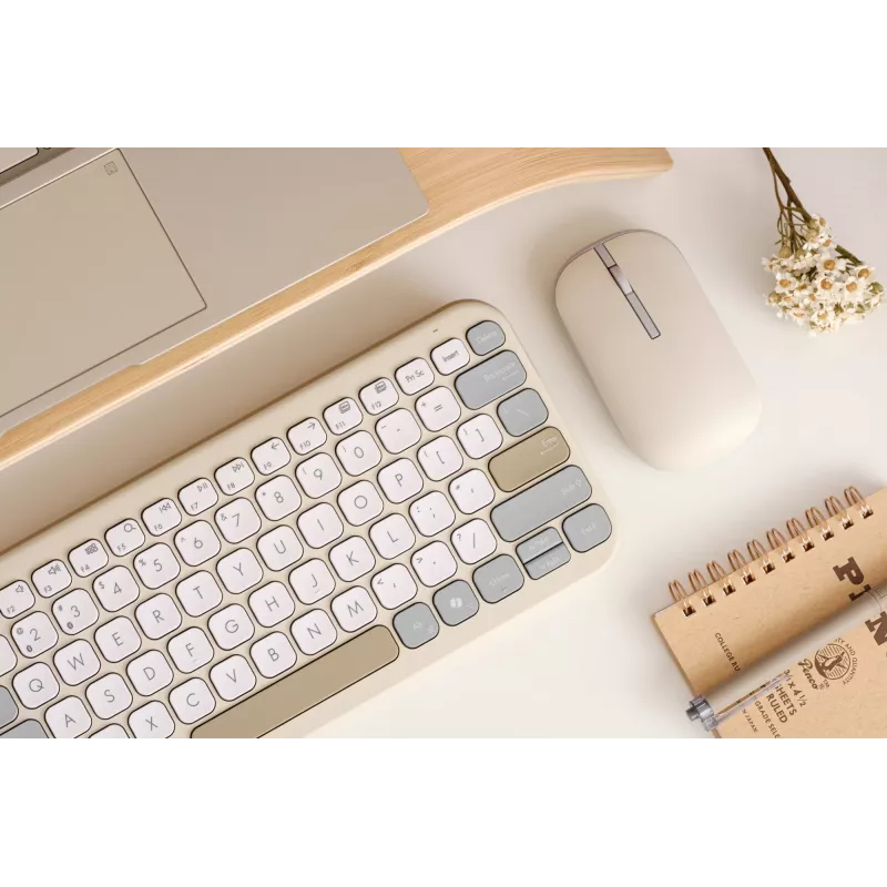 Teclado ASUS Marshmallow KW100 Inalámbrico Bluetooth QWERTZ Beige Gris Blanco