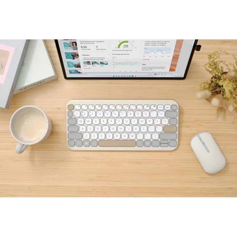 Teclado ASUS Marshmallow KW100 Inalámbrico Bluetooth QWERTZ Beige Gris Blanco