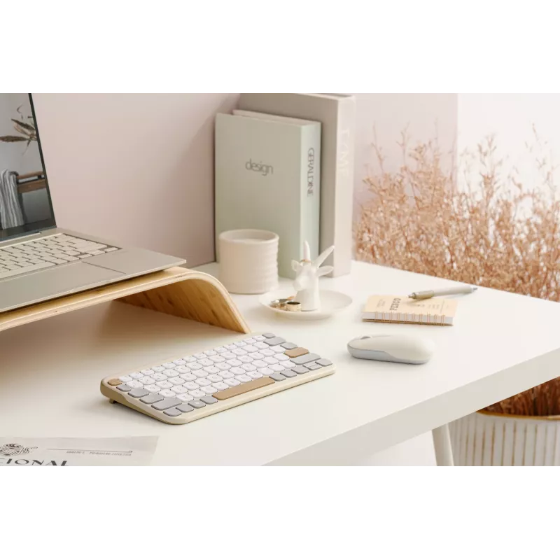 Teclado ASUS Marshmallow KW100 Inalámbrico Bluetooth QWERTZ Beige Gris Blanco