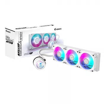 Refrigeración líquida para CPU GIGABYTE AORUS WATERFORCE II 360 ICE AIO - 3 ventiladores ARGB de 120 mm, mecanismo de bloqueo deslizante, DAISY-CHAIN, compatible con Intel LGA 1851 y AMD AM5