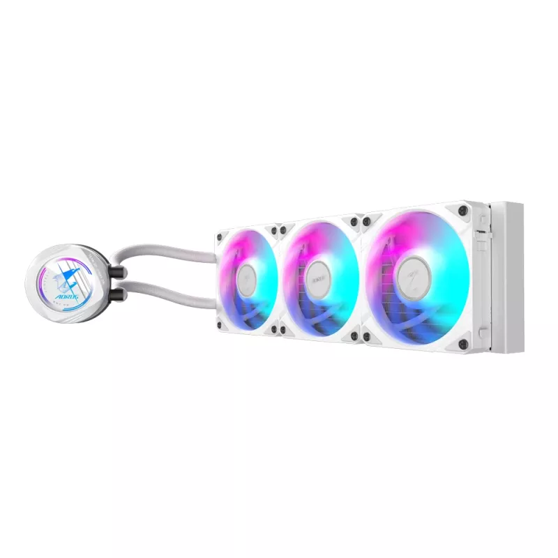 Refrigeración líquida para CPU GIGABYTE AORUS WATERFORCE II 360 ICE AIO - 3 ventiladores ARGB de 120 mm, mecanismo de bloqueo deslizante, DAISY-CHAIN, compatible con Intel LGA 1851 y AMD AM5