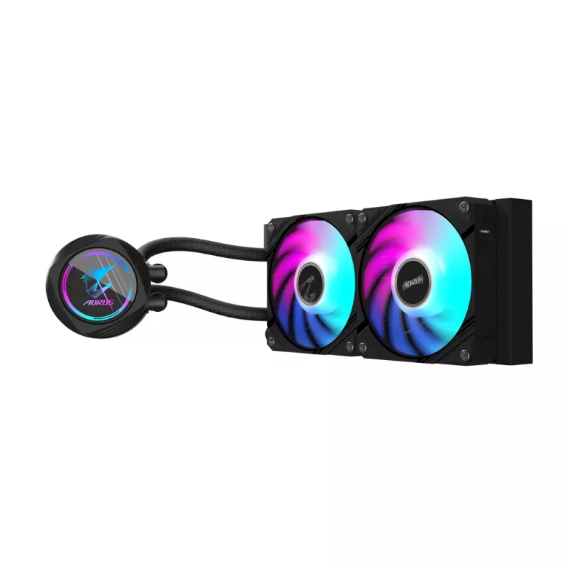 Refrigeración líquida para CPU GIGABYTE AORUS WATERFORCE II 240 AIO – 2 ventiladores ARGB de 120 mm, mecanismo de bloqueo deslizante, DAISY-CHAIN, compatible con Intel LGA 1851 y AMD AM5