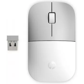 Ratón inalámbrico HP Z3700 Cerámica Blanco, ambidiestro, óptico, RF Wireless, 1200 DPI, Plata, Blanco