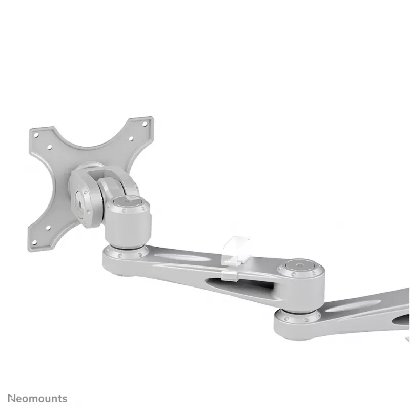Neomounts FPMA-D935D soporte de escritorio para dos monitores, articulado, con abrazadera, 14–27 pulgadas (35,6–68,6 cm), 6 kg por pantalla, VESA 75x75/100x100, plateado