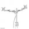 Neomounts FPMA-D935D soporte de escritorio para dos monitores, articulado, con abrazadera, 14–27 pulgadas (35,6–68,6 cm), 6 kg por pantalla, VESA 75x75/100x100, plateado