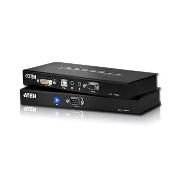 ATEN Extensor KVM USB DVI con audio y RS-232 (60 m), transmisor y receptor, cableado, 60 m, Cat5, Cat5e, 1920 x 1200 píxeles, 1920 x 1200, 1024 x 768