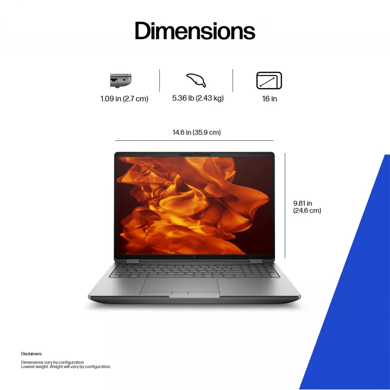 HP ZBook Fury 16 G1i 98L75ET estación de trabajo móvil, Intel Core Ultra 7 255HX, 40,6 cm (16 pulgadas) WUXGA, 32 GB RAM, 1 TB SSD NVMe, NVIDIA RTX PRO 2000 Blackwell 8 GB, Windows 11 Pro