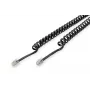 DIGITUS Cable de conexión UAE, RJ10 2,00 m, CU, 4x7x0,12 mm, no apantallado, M/M, cable plano, cable espiral, negro