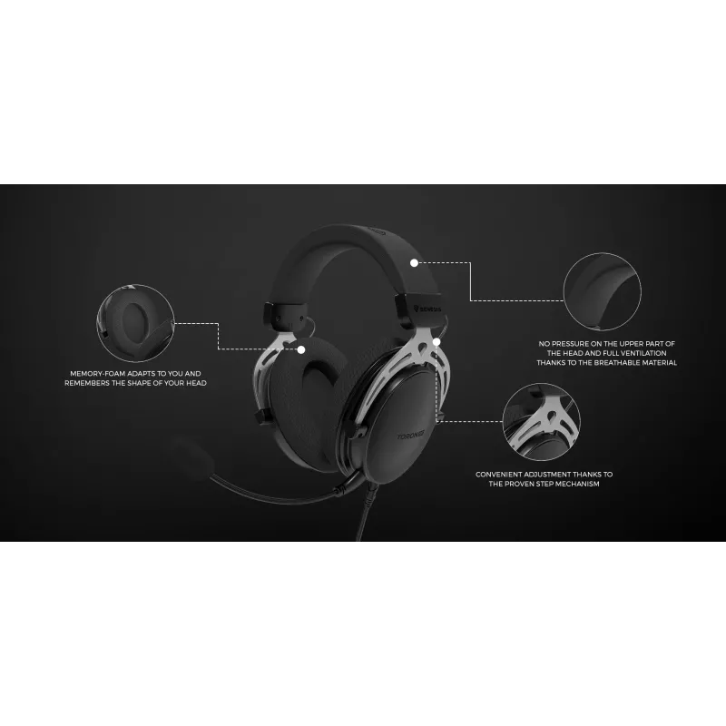 Auriculares gaming cableados binaturales Genesis Toron 531 — circumaurales, 32 Ω, 20–20000 Hz, cable de 1 m