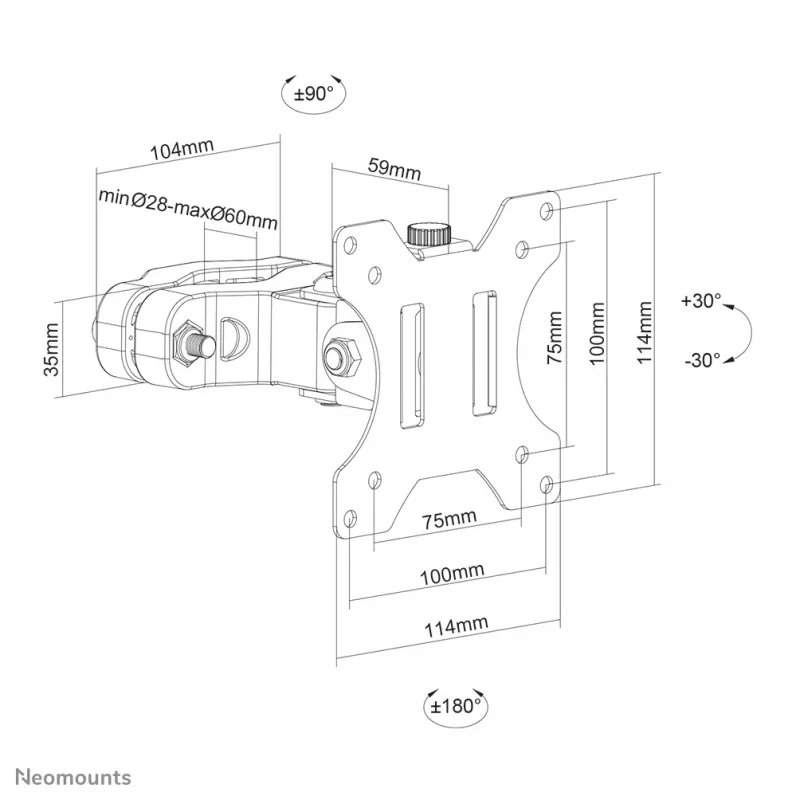 Soporte de montaje en mástil para TV Neomounts FL40-430BL11 17-32