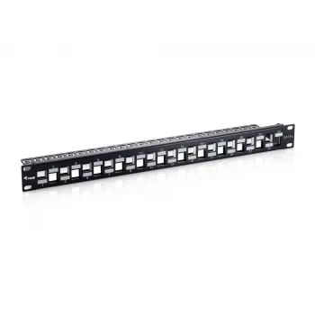 Equip Panel de parcheo blindado Cat.6A de 24 puertos Keystone, Negro