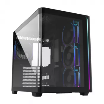 Caja FSP M580-BP Plus Torre Midi mITX, mATX Negra ARGB, Torre Midi, PC, Negra, ATX, micro ATX, Mini-ITX, Cristal, SPCC, 16 cm