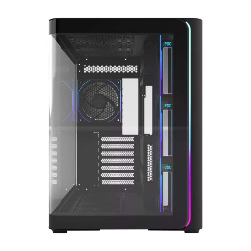 FSP M580-BP Plus caja de PC Midi Tower, ATX/mATX/Mini-ITX, ARGB, cristal templado, 4 ventiladores de 120 mm, negra