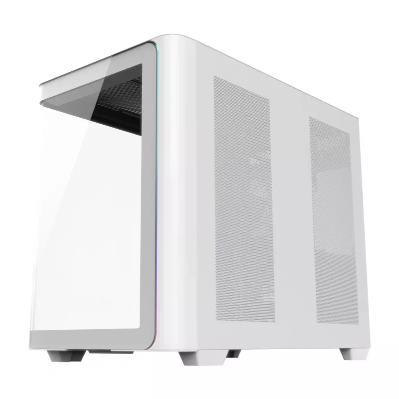 FSP M580-WP Plus caja de PC Midi Tower, ATX, ARGB, cristal templado, blanca