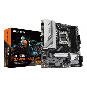 GIGABYTE B650M GAMING PLUS WIFI Placa base - CPUs AMD Ryzen 9000, VRM 5+2+2 fases, hasta 8000 MHz DDR5, 2x PCIe 4.0 M.2, 2,5 GbE LAN, WIFI 6E, USB 3.2 Gen 1