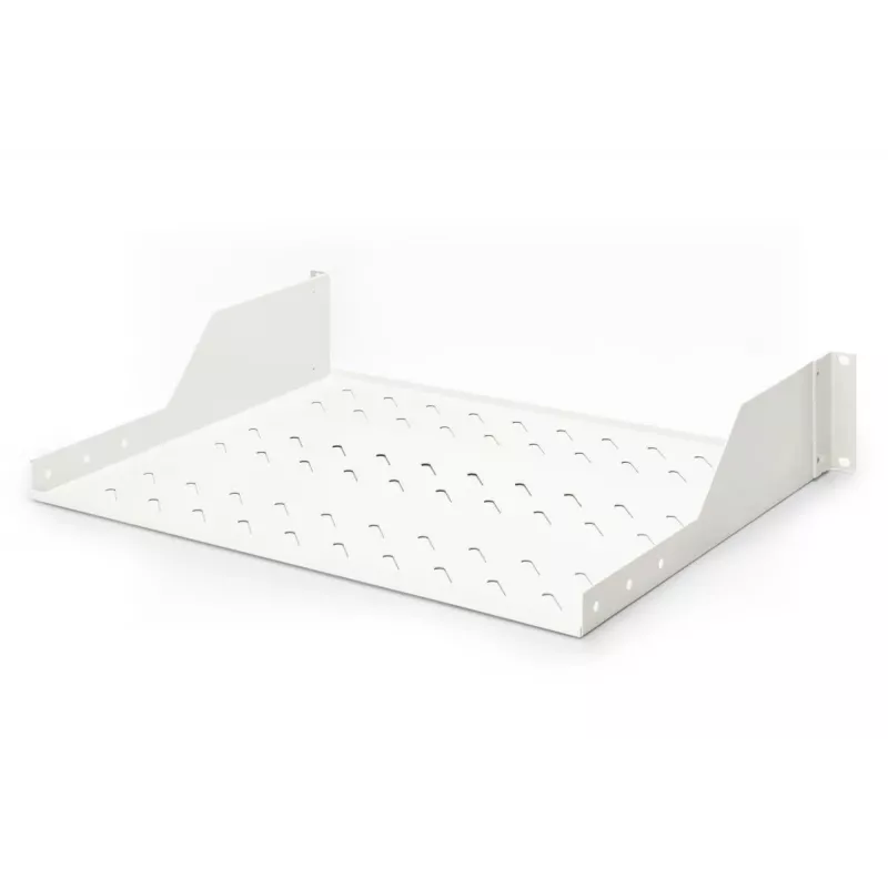 DIGITUS Bandeja de montaje en rack 2U fija ventilada, color gris (RAL 7035), hasta 25 kg, 85x483x350 mm