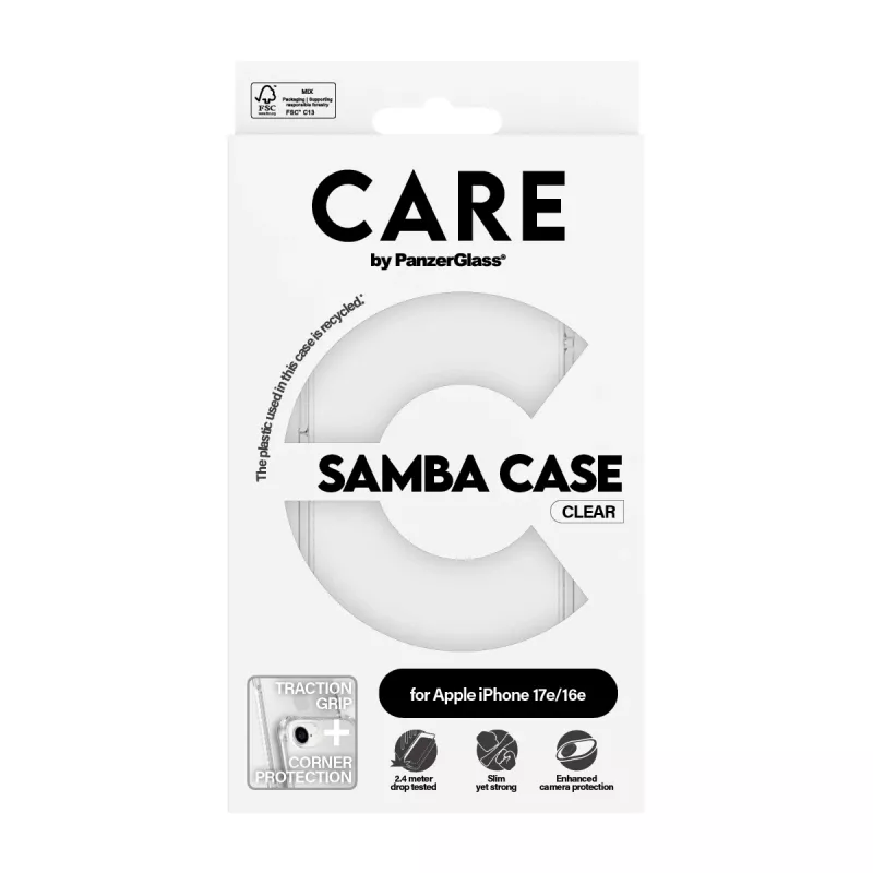 Funda PanzerGlass CARE by funda de moda Samba transparente iPhone 16e
