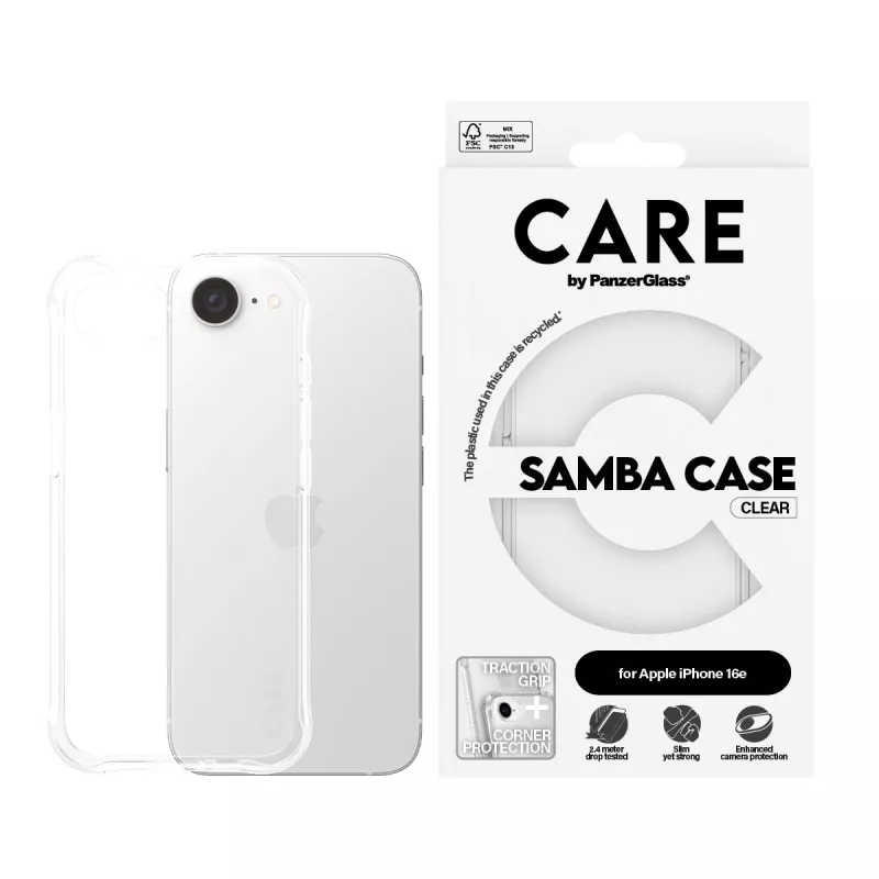 Funda PanzerGlass CARE by funda de moda Samba transparente iPhone 16e