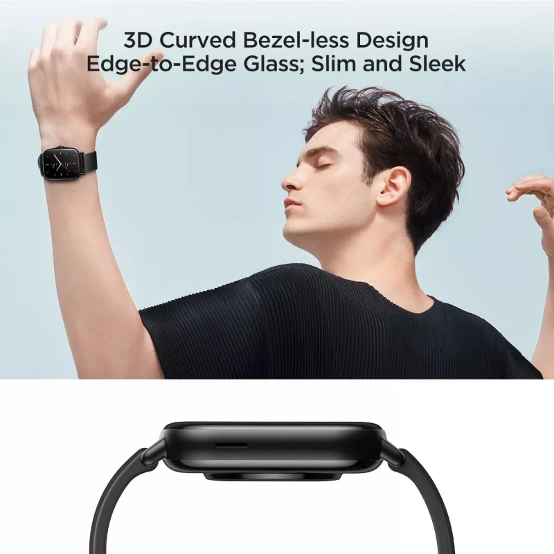 Amazfit GTS 2 reloj inteligente, 4,19 cm (1,65 pulgadas) AMOLED, 43 mm, GPS, llamadas Bluetooth, 5 ATM, Midnight Black