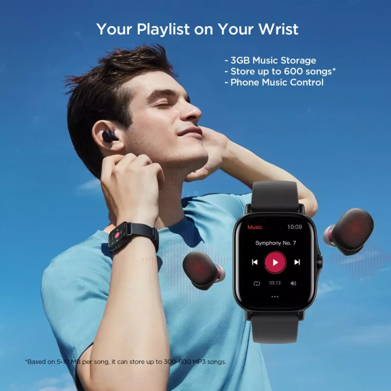 Amazfit GTS 2 reloj inteligente, 4,19 cm (1,65 pulgadas) AMOLED, 43 mm, GPS, llamadas Bluetooth, 5 ATM, Midnight Black