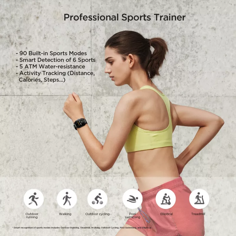 Amazfit GTS 2 reloj inteligente, 4,19 cm (1,65 pulgadas) AMOLED, 43 mm, GPS, llamadas Bluetooth, 5 ATM, Midnight Black