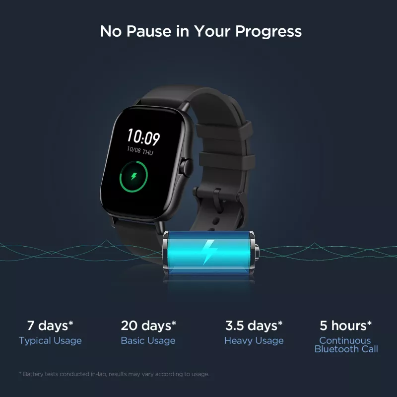 Amazfit GTS 2 reloj inteligente, 4,19 cm (1,65 pulgadas) AMOLED, 43 mm, GPS, llamadas Bluetooth, 5 ATM, Midnight Black
