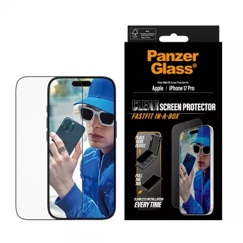 Lámina protectora de pantalla PanzerGlass ® iPhone 17 Pro | Ultra-Wide Fit con FASTFIT IN-A-BOX