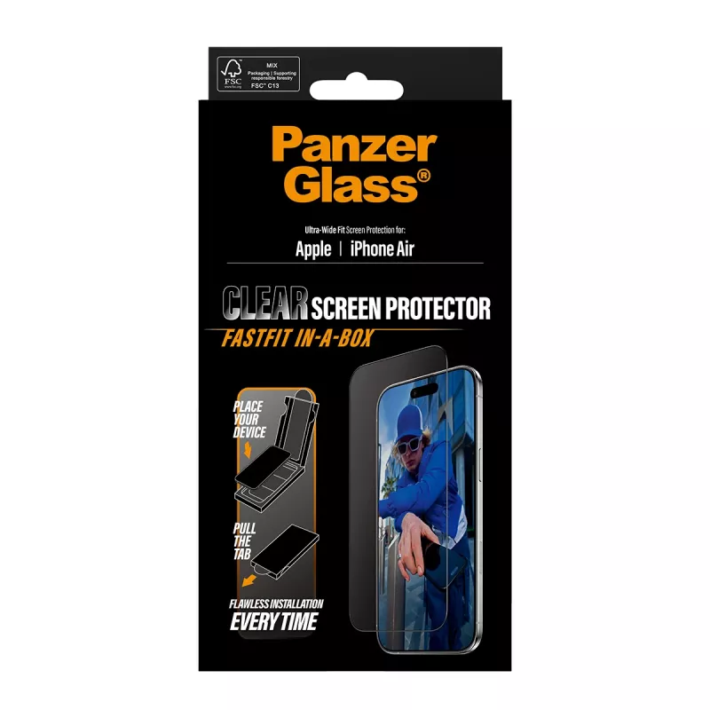 Lámina protectora de pantalla PanzerGlass ® iPhone Air | Ultra-Wide Fit con FASTFIT IN-A-BOX