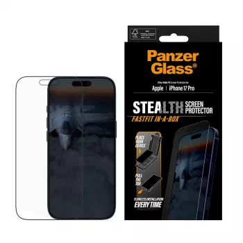 Protector de pantalla PanzerGlass ® Stealth iPhone 17 Pro | Ultra-Wide Fit con FASTFIT IN-A-BOX