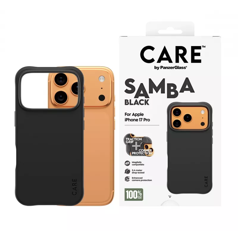 Funda PanzerGlass CARE by Fashionable Case Samba Black con MagSafe iPhone 17 Pro