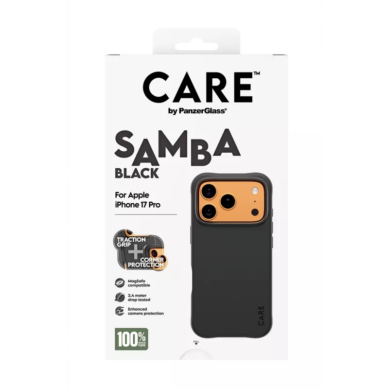 Funda PanzerGlass CARE by Fashionable Case Samba Black con MagSafe iPhone 17 Pro