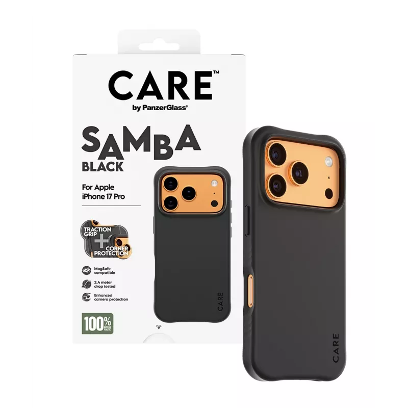Funda PanzerGlass CARE by Fashionable Case Samba Black con MagSafe iPhone 17 Pro