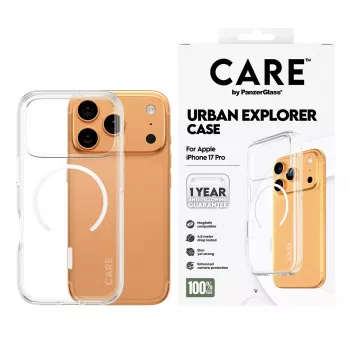 Funda PanzerGlass CARE™ by ® Urban Explorer Case Transparent con MagSafe White iPhone 17 Pro