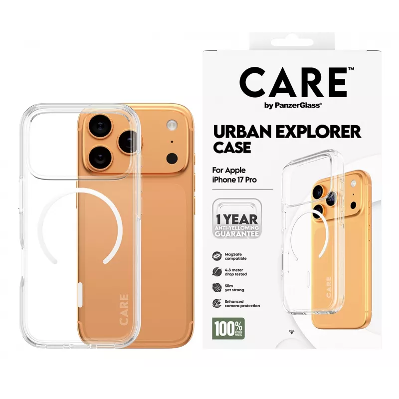 Funda PanzerGlass CARE™ by ® Urban Explorer Case Transparent con MagSafe White iPhone 17 Pro